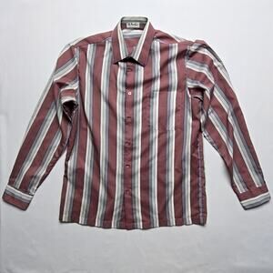 Vintage D'Avila Striped Button-Up Shirt Burgundy Mens Large Shirt 90s